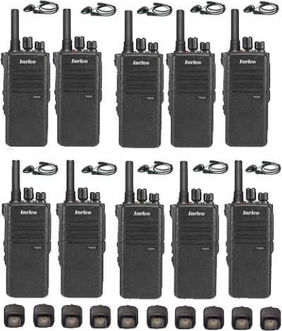 Set van 10 Inrico T522A IP66 4G LTE POC Zello Portofoon K1 2-Pins met D-shape oortje
