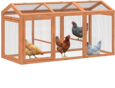 PawHut Kippenhok-Dennenhout, metaal-156L x 70,5B x 84H cm-Oranje