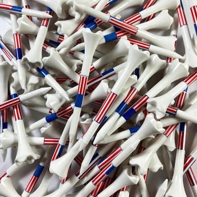 Golf Tees - 100 Stuks - 3 1/4 Inch - Amerikaanse Vlag - Wit
