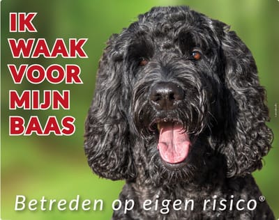 Labradoodle Waakbord - Ik waak voor mijn baas zwart