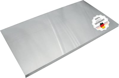 Werkblad Kneedplank - Keukenplaat Deegplank - Kneden Snijden Bakken - Met Aanslagrand - 90 x 50 cm - Zilverkleurig