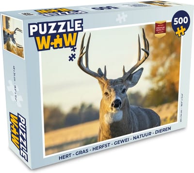 Puzzel Hert - Gras - Herfst - Gewei - Natuur - Dieren - Legpuzzel - Puzzel 500 stukjes