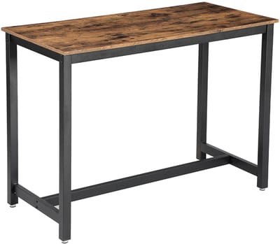Barkruktafel 120x60x90cm Bruin Zwart Metaal Hout Bar Eetkamer Woonkamer Werkruimte Ruim Tafelblad Stevig Metalen Frame Geschikt Voor Cocktails Feestjes Restaurants Industrieel