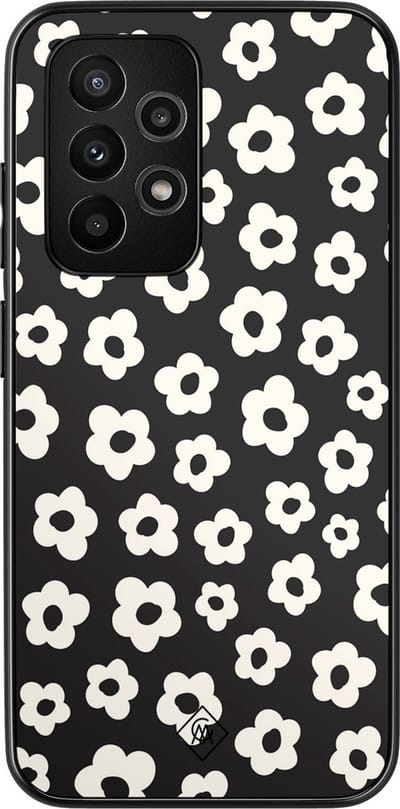 Casimoda® hoesje - Geschikt voor Samsung Galaxy A52 5G - Retro Bloempjes - Zwart TPU Backcover - Geen opdruk - Zwart
