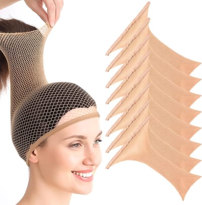 Pruikenkapset voor vrouwen - Haarnet voor lang dik haar - Comfortabel nylon haarnetje - 8 stuks - Rekbaar en antislip - Halloween cosplay