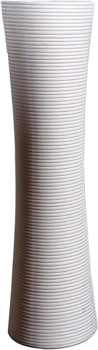 Grote Vloervaas - Decoratieve Vaas - Interieur Decoratie - Premium Keramiek - 58 cm Hoog - Wit