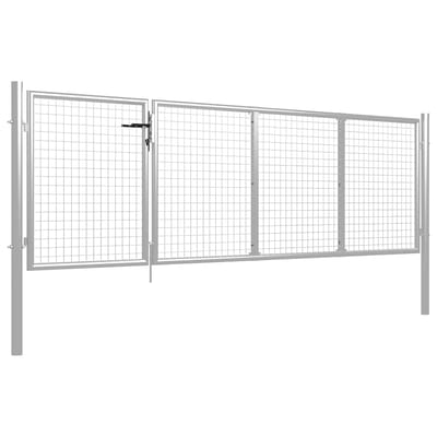 vidaXL Tuinpoort staal 350x75 cm zilver
