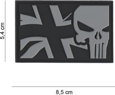 Embleem 3D PVC Punisher UK vlag grijs