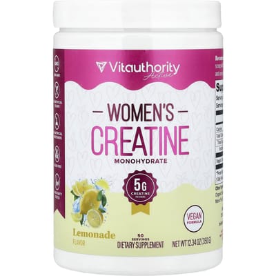 Vitauthority, Actief, Creatine Monohydraat voor Vrouwen, Citroenlimonadesmaak, 350g (12,34 oz)