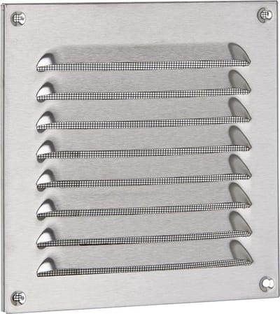 Weerbestendig Rooster - Ventilatierooster Vliegengaas - Buiten Ventilatie - Roestvrij Staal V2A - 20x20 - Zilverkleurig