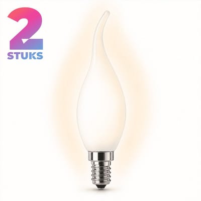 2x Tip-kaars Spaarlamp E14 - 7W - Warm Wit Licht (2700K) - 300 lm - 10 jaar - Niet Dimbaar - BXS35
