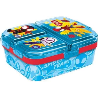 Marvel's Spidey Kinderlunchbox – Broodtrommel met 4 vakken voor kinderen vanaf 4 jaar - Vaatwasserbestendig & BPA-vrij - Lichtblauw