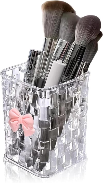 Multifunctionele Desktop Organizer voor Kantoor en Slaapkamer - Pennenhouder, Make-up Organizer en Opbergdoos (Transparant), 10.5x7.5x7.5cm, Ruimtebesparend en Stijlvol