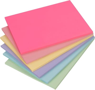 Set van 6 Grote Zelfklevende Notitieblokken, XXL, 203 x 152 mm, Pastel Kleur, Ideaal voor Herinneringen, Checklist en Organisatie Thuis of op Kantoor (50 Vel Per Blok)