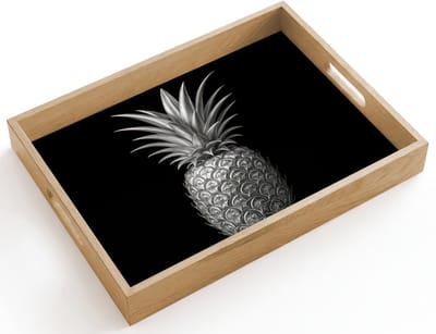 Dienblad hout 40x30 cm - Schootdienblad - Ananas - Gedetailleerd - Bladeren - Borrelplank rechthoek - Plateau dienbladen