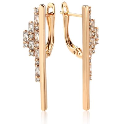 Boucles d'oreilles pendantes longues uniques couleur or rose de luxe pour femmes Mode Zircon Naturel Fête Bijoux Fins de Fête Quotidienne beige