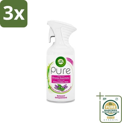 3 x Air Wick Pure - Luchtverfrisser Spray - Essentiële Oliën - Lavendel - 250ml - Grootverpakking - Luchtverfrisser - Lavendel - Essentiële Oliën - Ontspanning - Sfeer