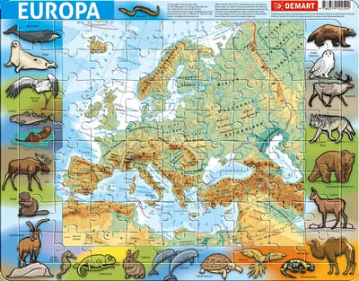 Puzzle ramkowe - Europa fizyczna - Framepuzzels - Fysiek Europa