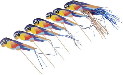 Akyol - 10 x partyprikkers - satéprikkers - Feestje - Verjaardag -papegaai prikker -prikker vogels -kinderfeest prikkers- verjaardag prikkers - cocktailprikkers - Feest prikkers - cocktailprikkers – blauw – papagaai – vogel – zon