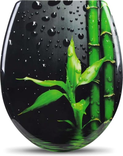 Happyment Toiletbril Antibacteriële - Met Softclose - Universeel - Toiletbrillen met bamboe print - WC Bril - Toiletzitting