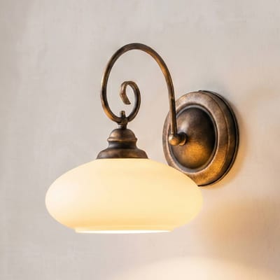 Jupiter Wandlamp Bolero, zwart-goud, crème, staal, glas, E27