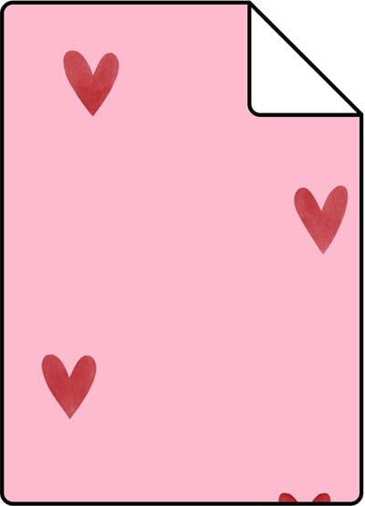 Proefstaal ESTAhome behang hartjes roze en rood - 26.5 x 21 cm - 131631-S