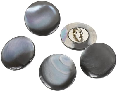 Knopen van natuurlijk parelmoer, 15 mm, parelmoer knopen, gebogen steelknop voor het naaien van overhemden, doe-het-zelf, handwerk, grijs/zilver
