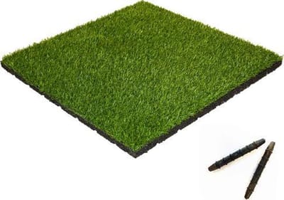 Rubber tegel met kunstgras toplaag 55 mm - 50x50 cm - Pen- en gat