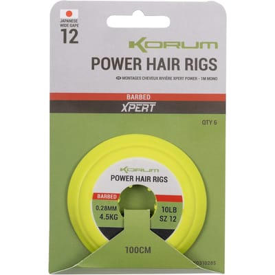 Korum Xpert Power River Hair Rig Barbed 1m Mono (6 pcs) - Maat : Haak 10 - 0.30mm
