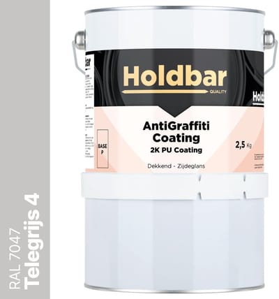 Holdbar Anti Graffiti Coating Telegrijs 4 (RAL 7047) 2,5 Kg - Maakt Graffiti verwijderbaar - Graffiti Verwijderen - In Alle Kleuren - Voor Steen, Beton, Hout, Metaal en Tegels