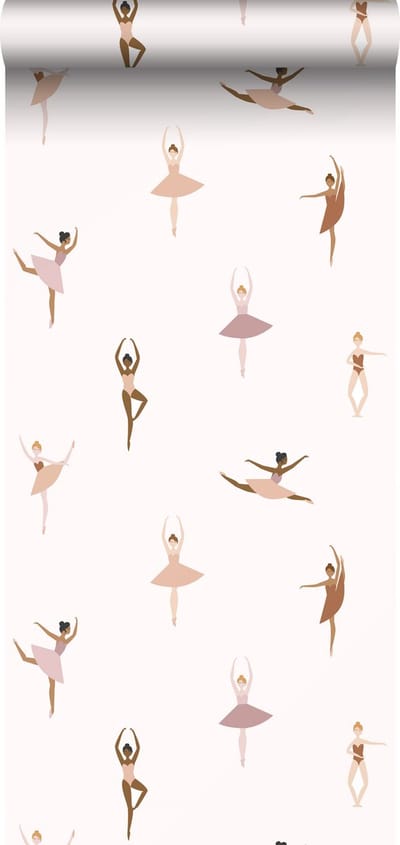 ESTAhome behang ballerina's terracotta en lila roze - 53 cm x 10.05 m - 139536