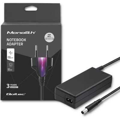 Qoltec-voeding voor Dell-laptop 65W |   19,5V |   3.34A |   7,4*5,0 + pin |   + voedingskabel