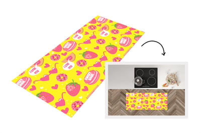 Keukenloper - Loper keuken - Eten - Patroon - Roze - 120x50 cm - Keukenloper vinyl