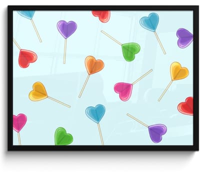 Poster in lijst - Fotolijst 70x50 cm - Posters - Lolly - Regenboog - Snoep - Posterlijst zwart - Decoratie - Wanddecoratie woonkamer - Muurdecoratie slaapkamer