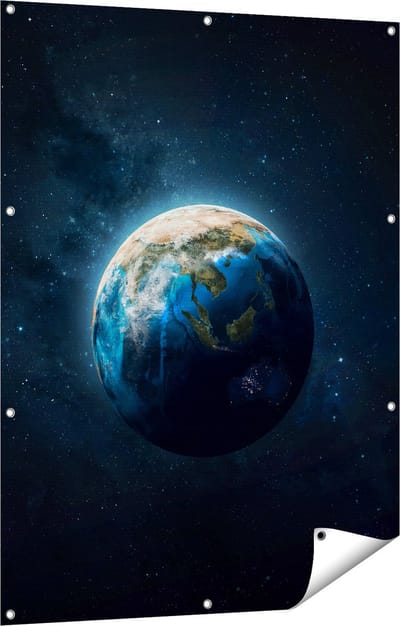 Gards Tuinposter De Aarde vanuit de Ruimte - 90x120 cm - Tuindoek - Tuindecoratie - Wanddecoratie buiten - Tuinschilderij