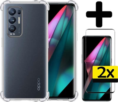 Hoesje - Met Screenprotector - 2 Stuks - Geschikt voor OPPO Find X3 Neo 5G - Sterk & Shockproof - Siliconen Case - Back Cover - Telefoon Hoes - Shock Proof - Telefoonhoesjes - Transparant