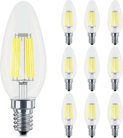Voordeelpak 10x LED Lamp E14 Kaars Filament - Kingtron - Helder 4W 470lm - 830 Warm Wit 3000K - C35 - CLR - Dimbaar | Vervangt 40W
