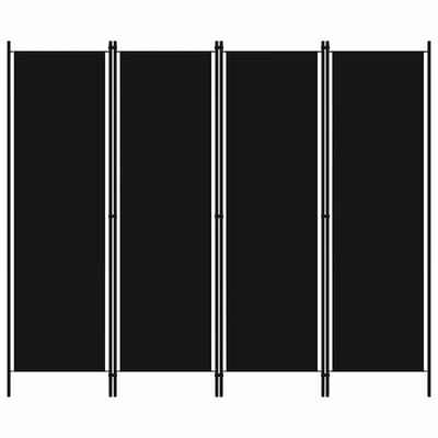 vidaXL - Kamerscherm - met - 4 - panelen - 200x180 - cm - zwart
