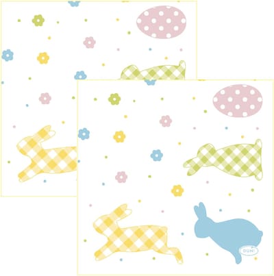 Duni Paas thema servetten Bunnies and Eggs - 40x - pasen print - 24 x 24 cm - feestservetten - Paasontbijt tafeldecoratie servetjes