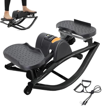Fitness Stepper - Mini Trainer - Thuis Trainen - Stille Hydraulische Technologie - 50 x 25 x 25 cm - Zwart