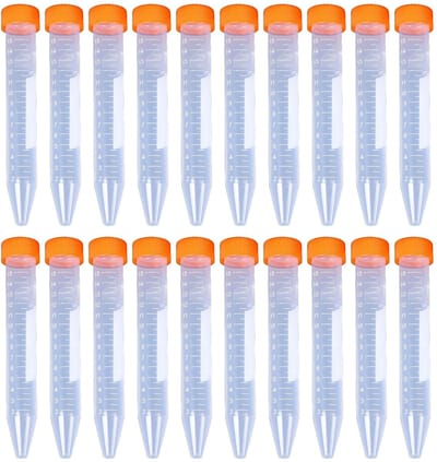 Dailygoods- Centrifugebuisjes 15 ml - 20 Stuks - Kunststof - Schroefsluiting - Gegradueerde Monsterhouder - Voor Laboratoriumgebruik - Monsterbuis