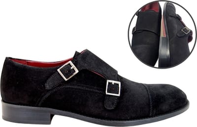 Gespschoenen met Dubbele Gesp - zwart suede