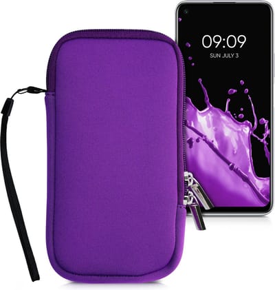 kwmobile telefoontasje universeel geschikt voor XL - 6,7/6,8" smartphones - 17,2 x 8,4 cm - Hoesje met rits en polslusje -In paars -