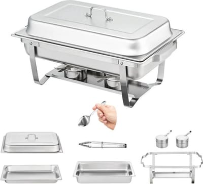 Happyment Buffetwarmer Deluxe - Cateringschaal - Serveerschaal - met Deksel - Warmhoudbakken - 2 stuks