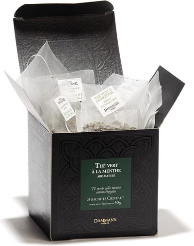 Dammann Frères - The vert a la menthe 25 cristal zakjes - Groene thee met munt - composteerbare theebuiltjes