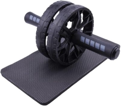 Buikwiel met Mat - Buikspierwiel Fitnesswiel - Core Training - Extra Breed Wiel - 30x16cm - Zwart