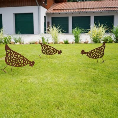 Badeko | Tuinbeeld Haan staand | Cortenstaal look | 40x55cm