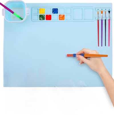 Tekenmat - Verfmat - Blauw - Verfplacemat - Verven - Kinderen- Art Set - Creativiteitsdoos voor kinderen - Knutselen- Knutselplacemat- Kinder placemet- Verfmat - Siliconen