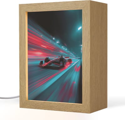 Nachtlampje 15x20 cm - Kinder lampje - Raceauto - Rood - Snelheid - Tafellamp kinderkamer - Slaapkamer lamp - Bedlamp kinderen - Kinderlampje stopcontact - Wandlamp babykamer - Nachtlampjes
