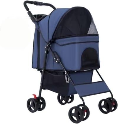 Huisdierenbuggy - Dierenwagen - Comfortabel reizen - 3-in-1 ontwerp - Opvouwbaar - Zwart